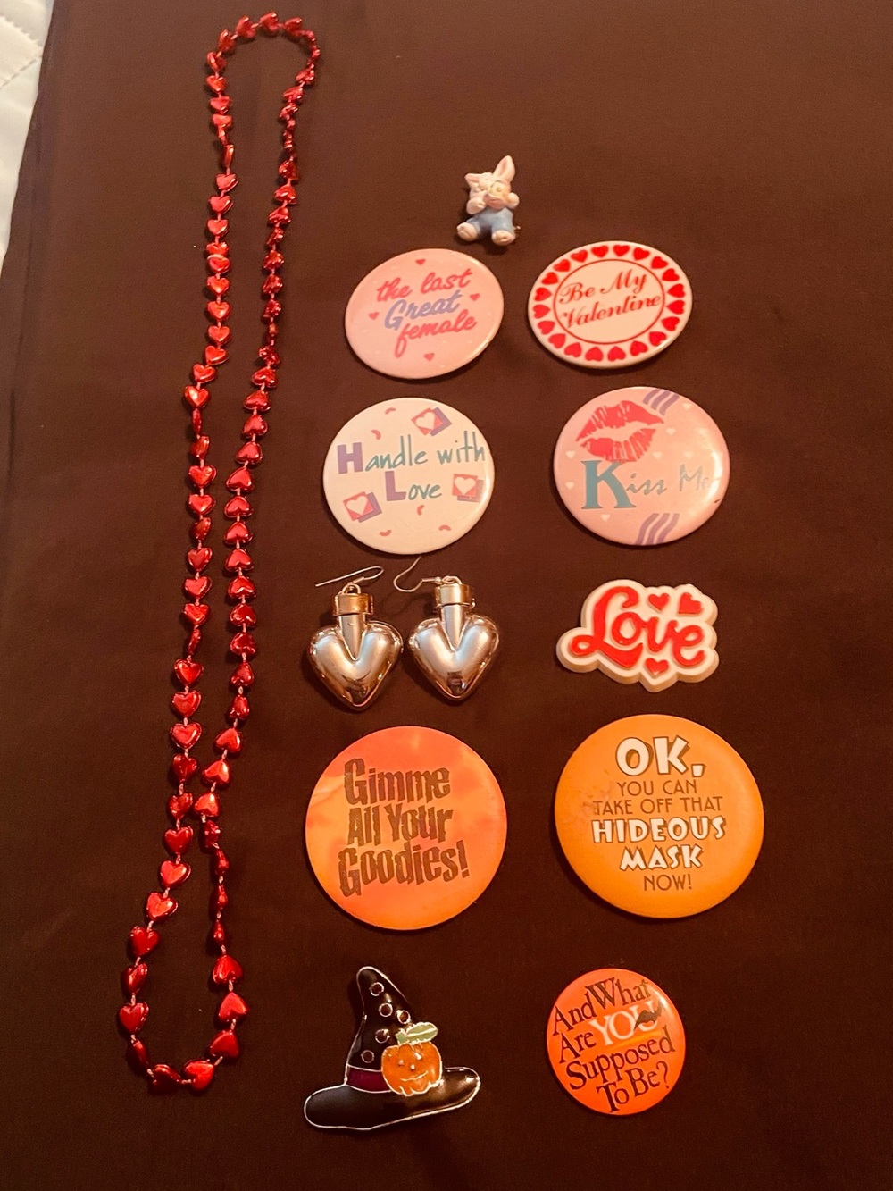 Red Heart Bead Necklace and Valentine, Halloween , and Easter assortment.